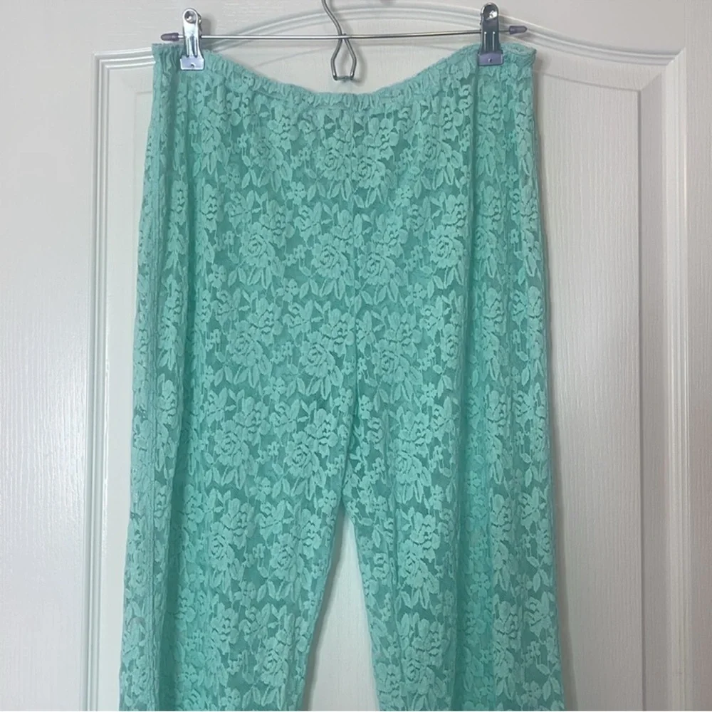 Free People All Day Lace Flare Pants Turquoise Blue Large